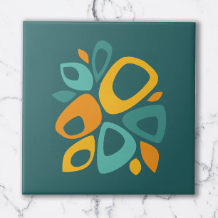 Azulejo Moderno Estilo Abstracto Mostaza Naranja Turquesa
