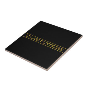 Azulejo Moderno estilo Editable Gold Text & Line Stripes