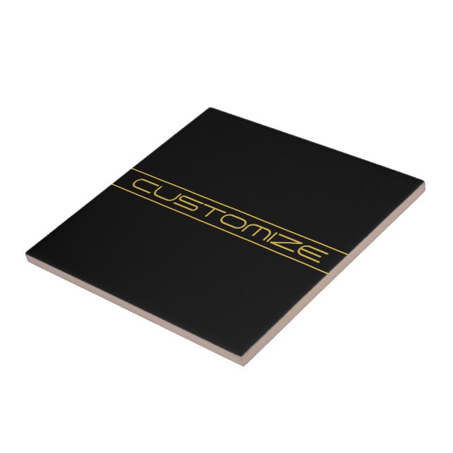 Azulejo Moderno estilo Editable Gold Text & Line Stripes (Lado)