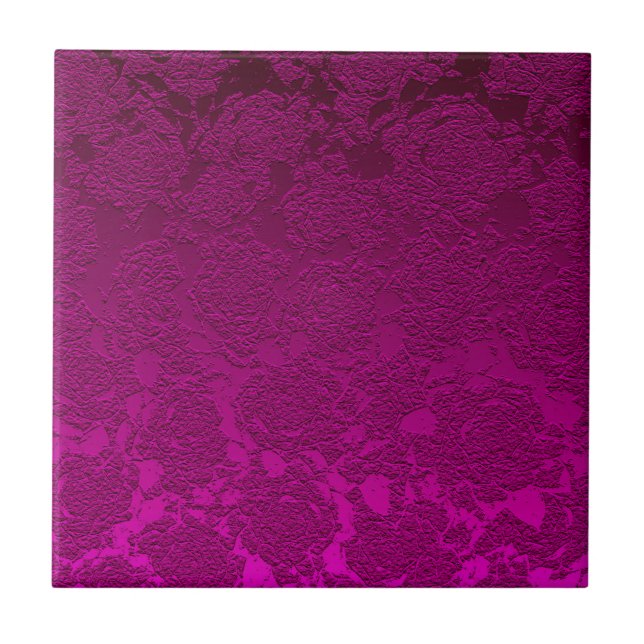 Azulejo Moderno Floral Hot Pink Fuchsia Girly Pattern (Frente)