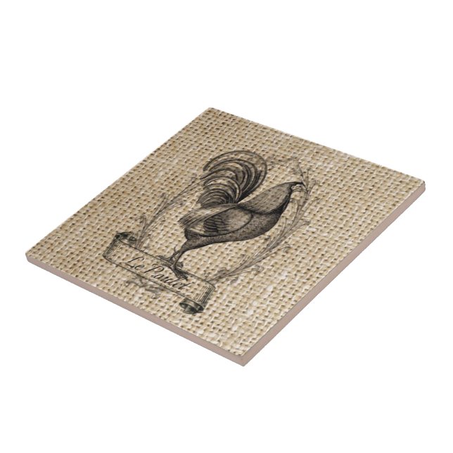 Azulejo Moderno gallo de campo de pollo de granja francés (Lado)