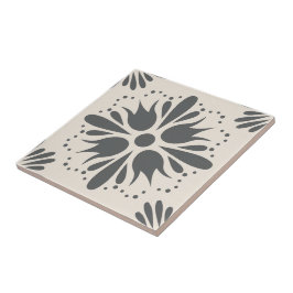 Azulejo Moderno Patrón de Flor Blanco Negro Tile de cerámi