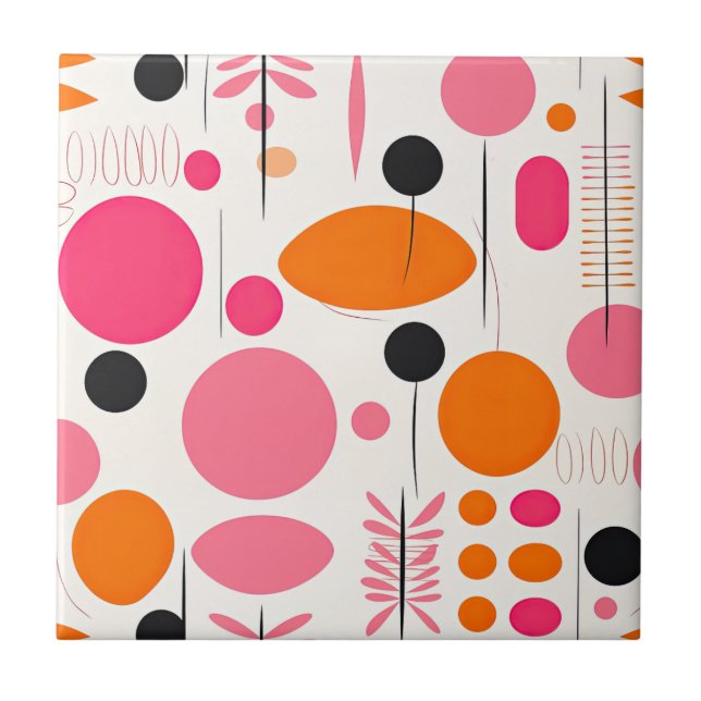 Azulejo Moderno patrón de mediados del siglo XX RETRO bohe (Frente)