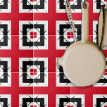 Azulejo Moderno resumen de moda rojo negro y blanco geomét<br><div class="desc">Diseño cerámico moderno con formas geométricas en rojo,  negro y blanco.</div>