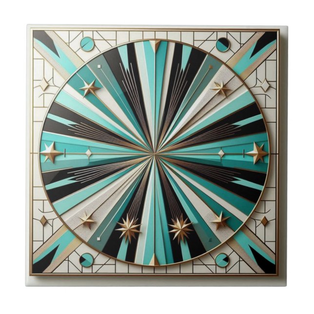 Azulejo Moderno Retro de Mitad de Siglo  (Frente)