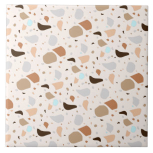 Azulejo Moderno retro Terrazzo Stone Blue Brown Patrón de