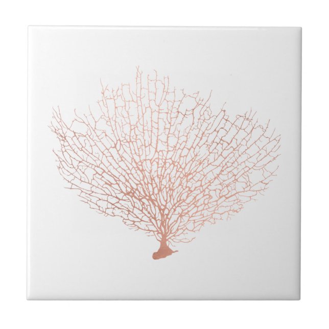 Azulejo Moderno Rosa costero Gold Sea Fan Coral (Frente)