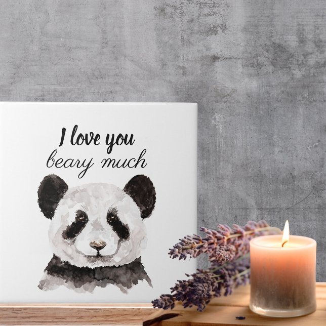 Azulejo Moderno Te Amo Mucho Panda Blanco Y Negro (Subido por el creador)