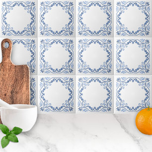 Azulejo Moderno y elegante azul turbio y blanco