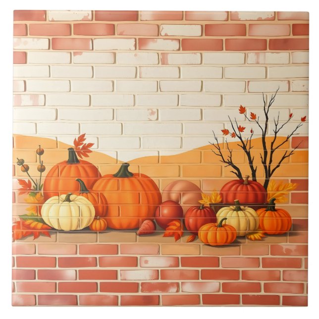 Azulejo Moderno y feliz día de acción de gracias hermoso o (Frente)