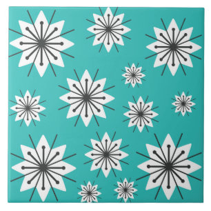 Azulejo Modernos copos de nieve turquesa de mediados de si