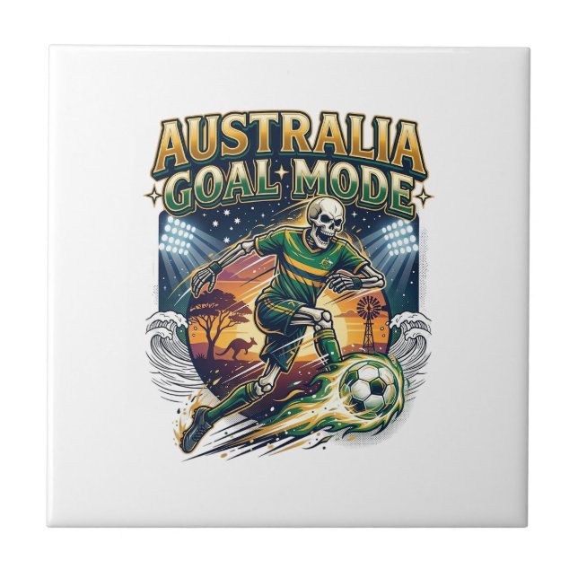 Azulejo Modo Gol de Australia Esqueleto Camiseta de Nacion (Frente)
