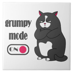 Azulejo Modo gruñón en gato gordo gracioso