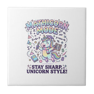 Azulejo Modo Unicornio Mathicorn Encantador Fondo Blanco D