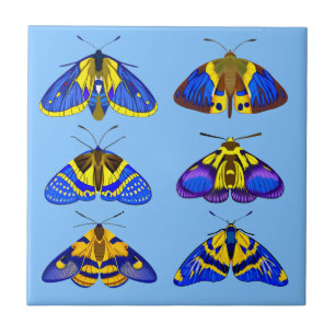 Azulejo Modos en azul, amarillo dorado y marrón pequeños
