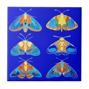 Azulejo Modos en azul oscuro, Naranja y turquesa pequeños