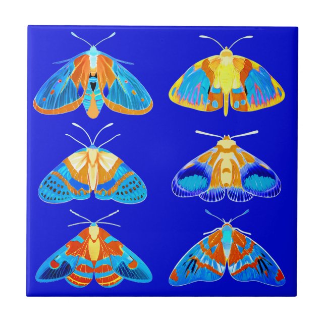 Azulejo Modos en azul oscuro, Naranja y turquesa pequeños (Frente)