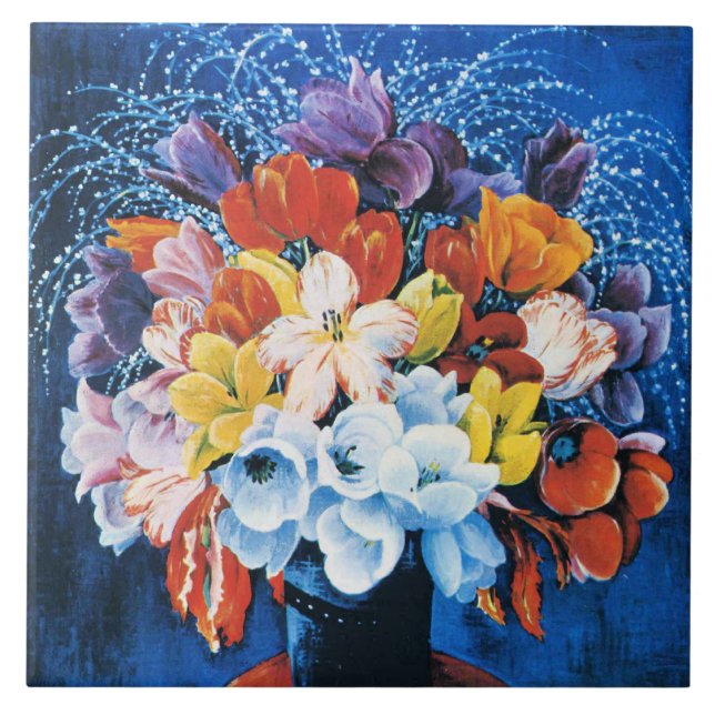 Azulejo Moise Kisling, Ramo de Tulipanes, (Frente)