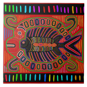 Azulejo Mola de pescado Kuna indio