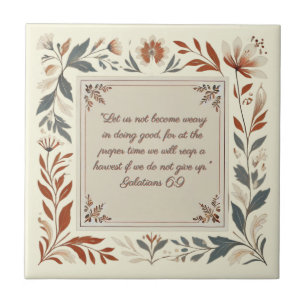Azulejo Moldura de Verso de la Biblia Floral Granja de Cre