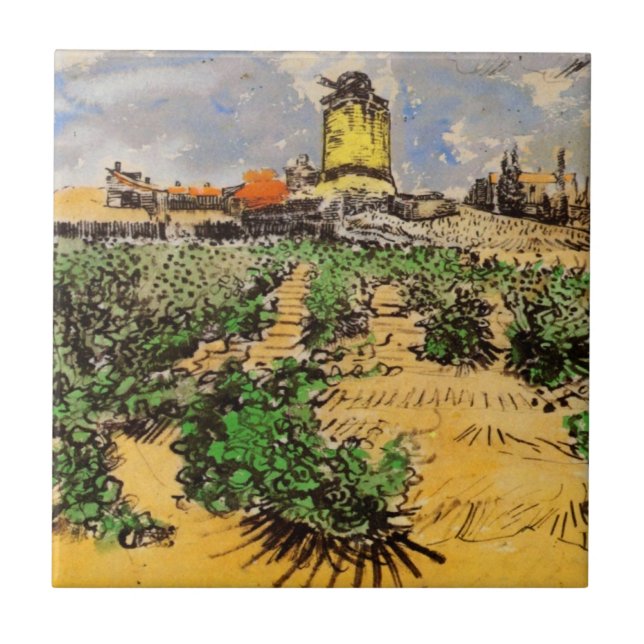 Azulejo Molino de Alphonse Daudet en Fontevielle de Van Go (Frente)