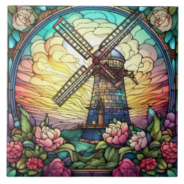 Azulejo molino de viento de vidrio con manchas de cite