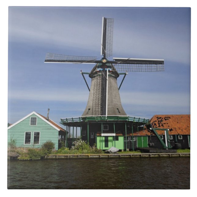 Azulejo Molino de viento, Zaanse Schans, Holanda, Países B (Frente)