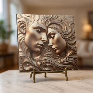 Azulejo Molten Bronze Metallic Fluid Swirl Amantes Art