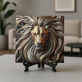 Azulejo Molten Gold and Silver Metallic Majestic Lion Head