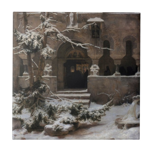 Azulejo Monasterio en la nieve de invierno (por Karl Lessi (Frente)