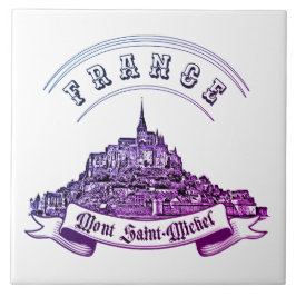 Azulejo Monasterio medieval Mont Saint Michel. Francia.