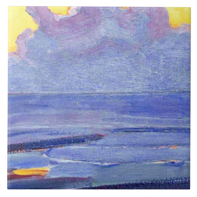 Azulejo Mondrian - A orillas del mar, obra de arte popular (Frente)