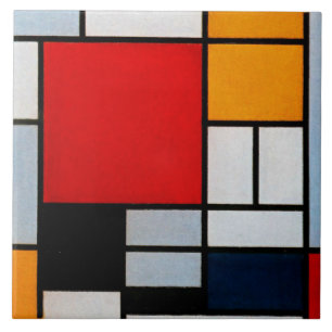 Azulejo Mondrian - Composición con el plano rojo grande