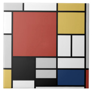 Azulejo Mondrian Pintura de Plano Rojo Amarillo Azul Gris 