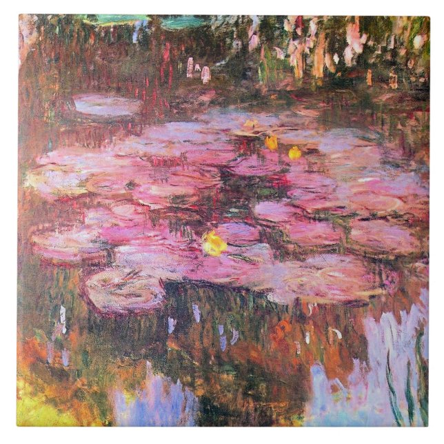 Azulejo Monet - Algas de agua, rosadas, (Frente)