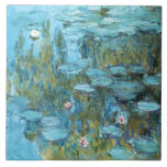 Azulejo Monet - Algas de agua (turquesa),<br><div class="desc">Water Lilies (turquesa),  1915,  arte fino Dibujo impresionista del artista francés Claude Monet</div>