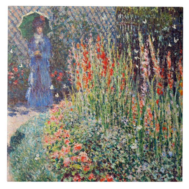 Azulejo Monet - Cama de flores redondeadas, pintura famosa (Frente)