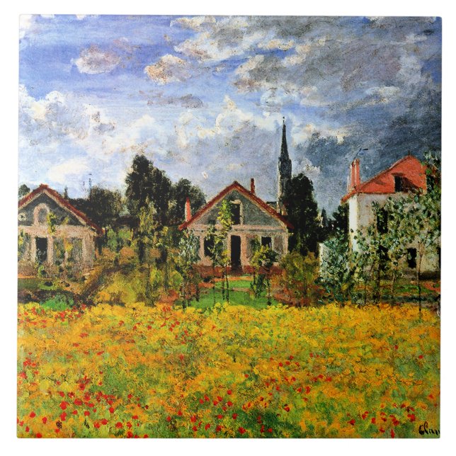 Azulejo Monet - Casas en Argenteuil, famosas obras de arte (Frente)