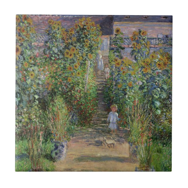 Azulejo Monet Garden Vetheuil Impresionim Pintura (Frente)