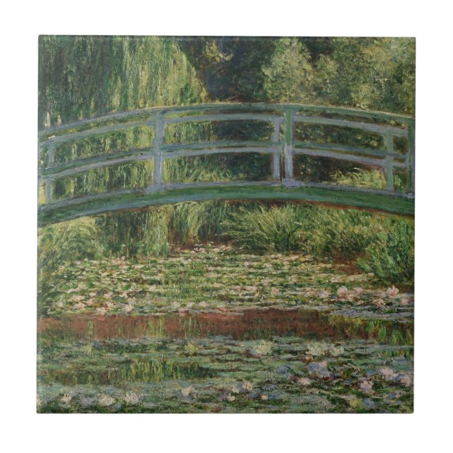 Azulejo Monet Japanese Footbridge y la piscina Water Lily (Frente)