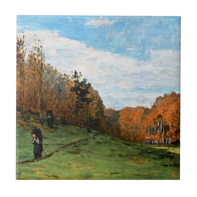 Azulejo Monet, Leñadores en el bosque de Fontainebleau, (Frente)