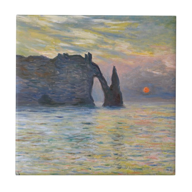 Azulejo Monet - Manneport, acantilado en Etretat, Sunset (Frente)