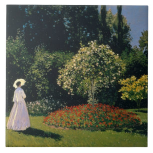 Azulejo Monet: Mujer en un jardín