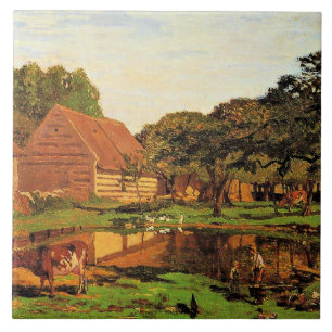 Azulejo Monet - Un patio de granja en Normandía,