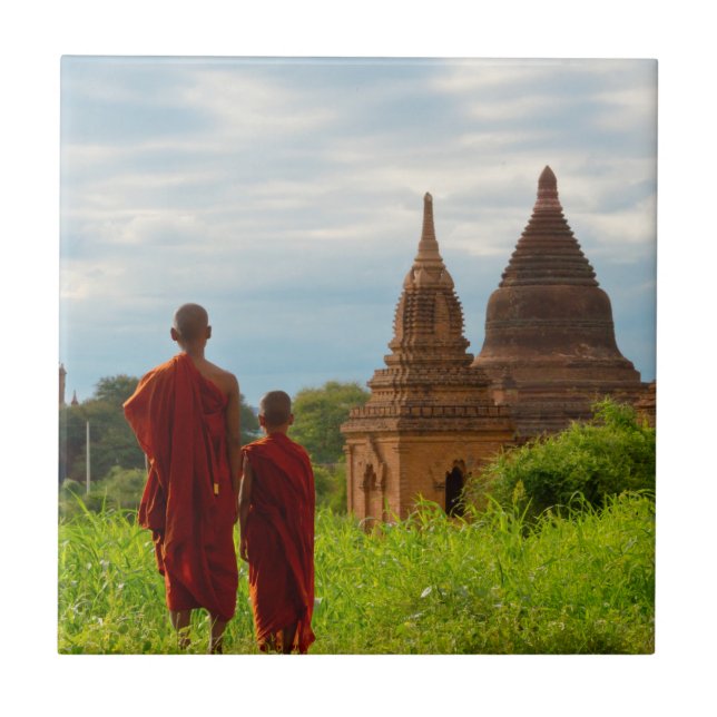 Azulejo Monjes con templos antiguos (Frente)
