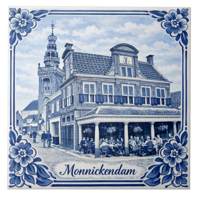 Azulejo Monnickendam Delft Blue style ceramic tile (Frente)
