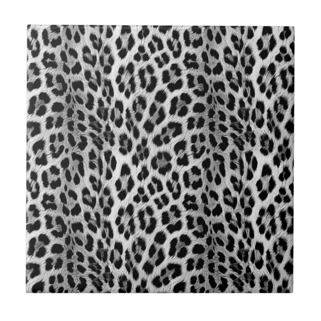 Azulejo Monocromo blanco y negro, patrón leopardo (Frente)