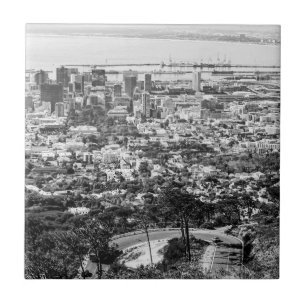 Azulejo Monocromo del paisaje urbano de Ciudad del Cabo de