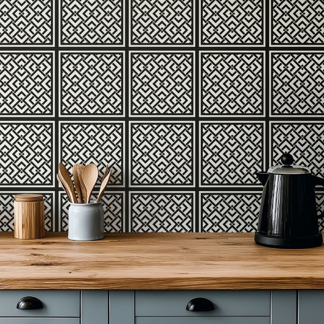 Azulejo Monocromo gráfico Art deco negro y blanco (Subido por el creador)