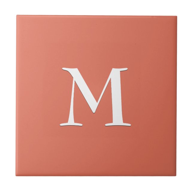 Azulejo MONOGRAM blanco simple en Terracota (Frente)